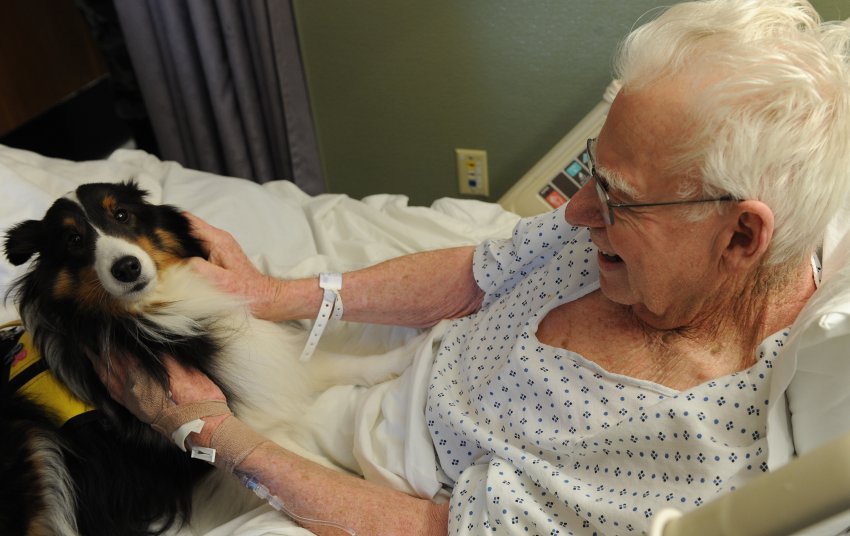 Nursing home resident with pet