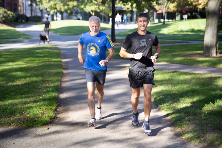 Daniel Lieberman (left) and cardiologist Aaron Baggish