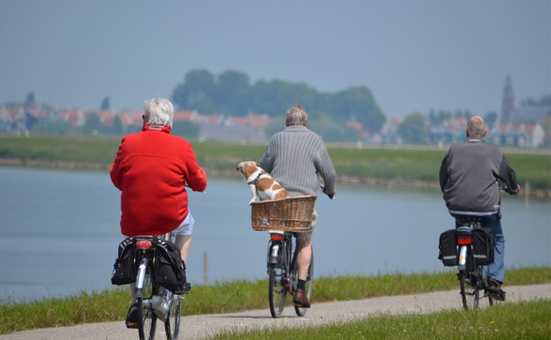 Older people biking