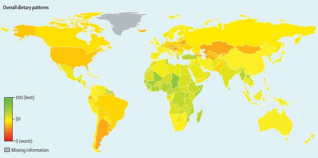 Cattive abitudini alimentari sopravanzano quelle buone in gran parte dei paesi