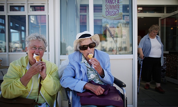 Old women eating ice cream