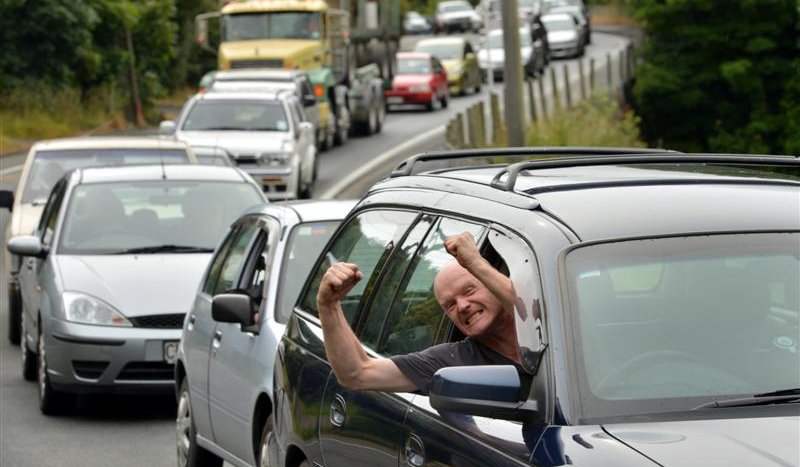 angry man in traffic jam