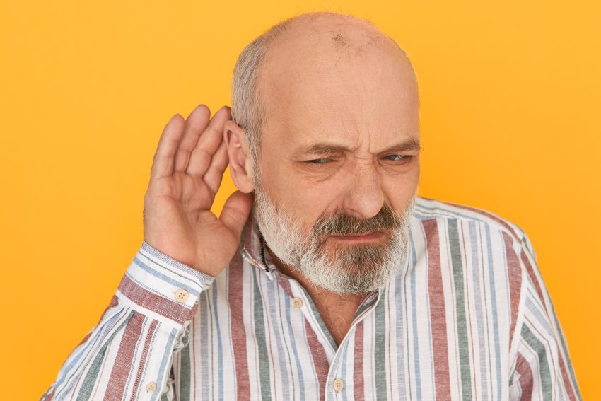 man with hearing problems
