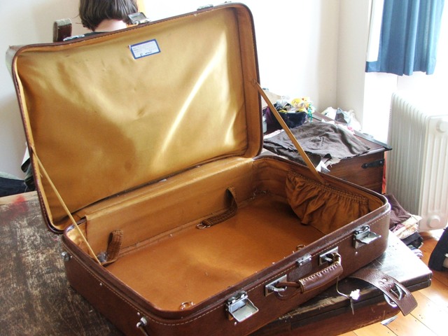 open unpacked suitcase