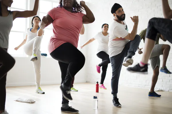 people standing on one leg