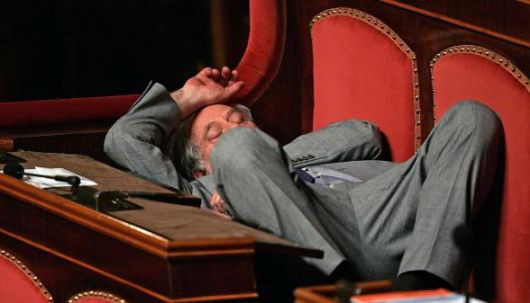 sleeping in the italian parliament