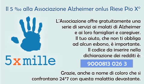 5 per mille all'Associazione Alzheimer onlus di Riese Pio X (TV)